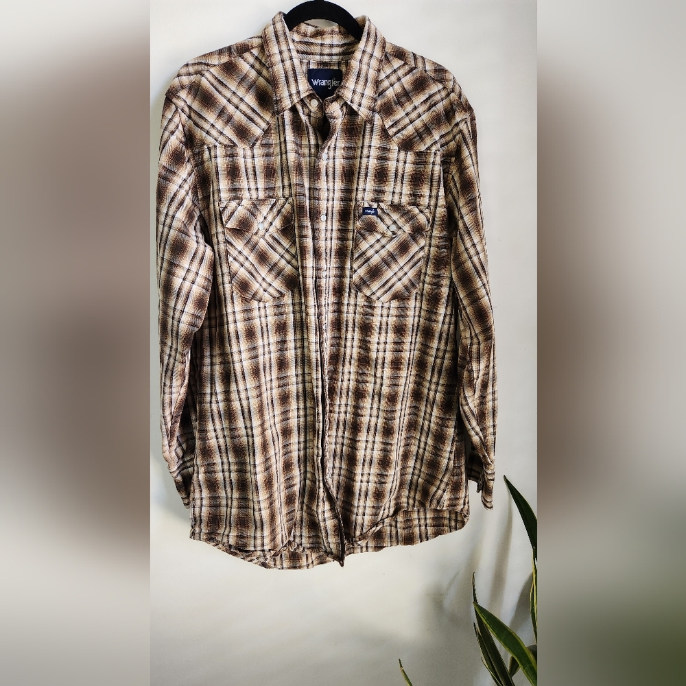 Wrangler Pearl Snap Plaid Shirt Size XL